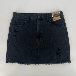 NWT Aeropostale Black High Rise Rough Hem Jean Mini Skirt Size 10 Women’s